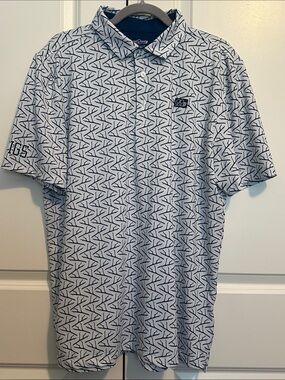 Good‎ Good Golf "Twigs” Performance Golf Polo Shirt -Men Large - Blue White